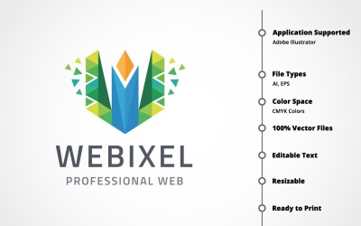 Web Pixel - modèle de logo lettre W