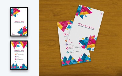 Färgrikt vertikalt visitkort - mall för företagsidentitet
