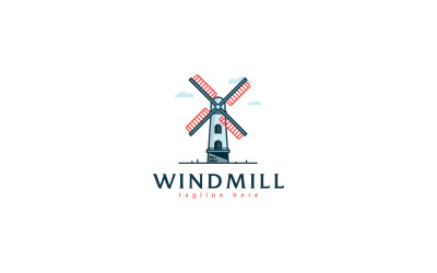 Modèle de logo de moulin à vent pour les industries agricoles