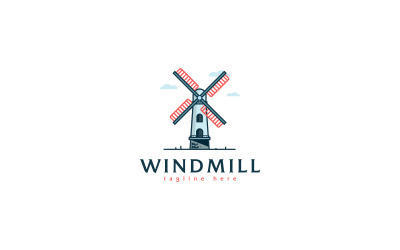 Modello di logo del mulino a vento per le industrie agricole