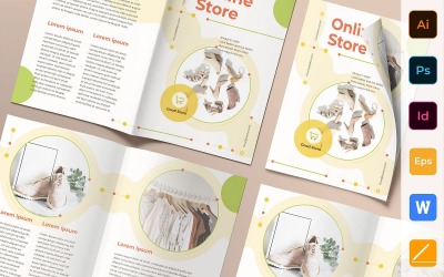 Online áruház brosúra Bifold - Vállalati-azonosság sablon