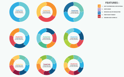 Puzzel cirkel Vector ontwerpelementen Infographic