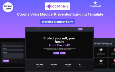 Corona-V - Landing Page Template für die medizinische Prävention von Corona Virus