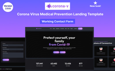 Corona-V - Modello di pagina di destinazione per la prevenzione medica del virus Corona