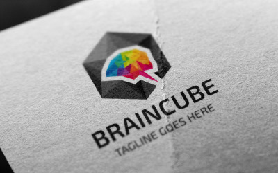 Modèle de logo de cube de cerveau