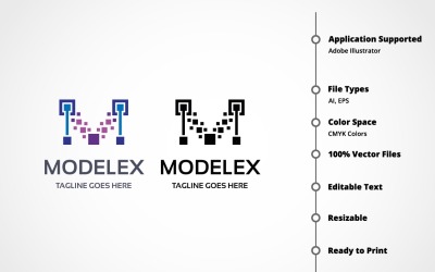 Letra M - Modelo de logotipo Modelex