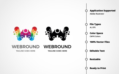 Letter W - web ronde Logo sjabloon