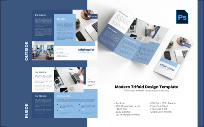 Bedrijf driebladige brochure PSD-sjabloon