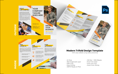 Företag Trifold broschyr PSD-mall