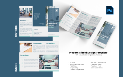 Minimalist Trifold Brochure PSD Template