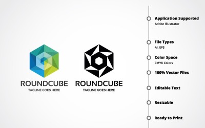 Modèle de logo de cube rond