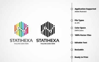 Statystyka szablon Logo sześciokąt