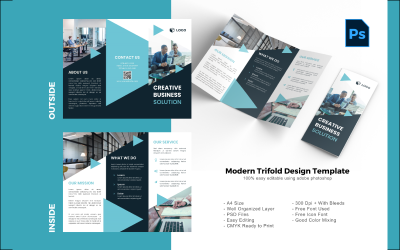 Creatieve zakelijke driebladige brochure PSD-sjabloon