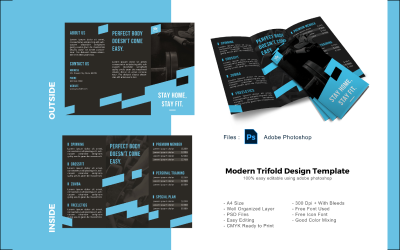 Fitbody driebladige brochure PSD-sjabloon