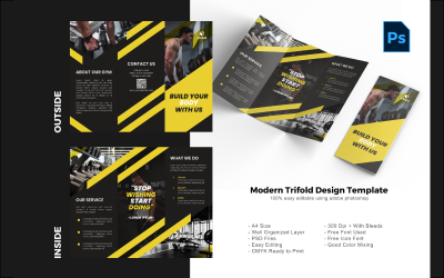 Фитнес Trifold Brochure PSD шаблон