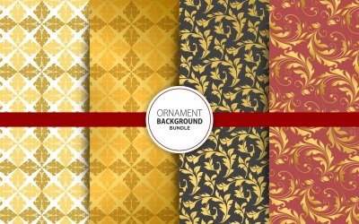4 Seamless Golden Ornament Set 16 Pattern