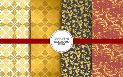 4 sömlös guld- prydnadsbakgrund Set 16 mönster