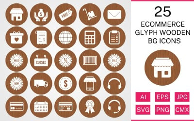 25电子商务标志符号木制BG图标集