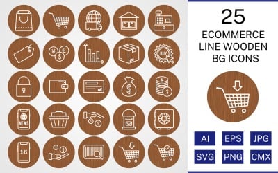 25 E-ticaret Hattı Ahşap Bg Simge Seti