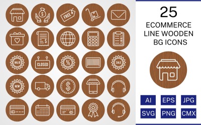25 Набор деревянных значков BG Line Ecommerce Line