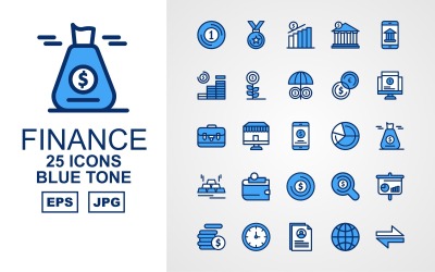 25 Premium Finance Blue Tone Pack Ikonuppsättning