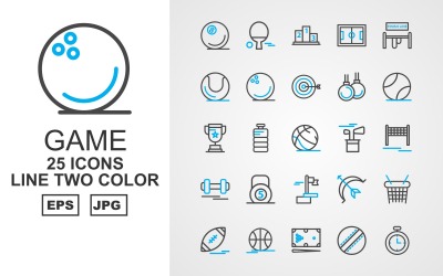 25 Premium Game Line Two Color Pack Ikonuppsättning