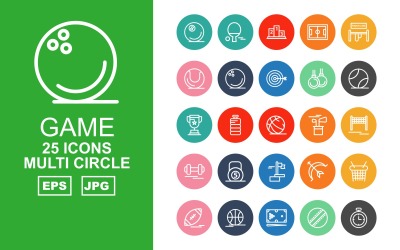 25 Premium Game Multi Circle Pack Ikonuppsättning