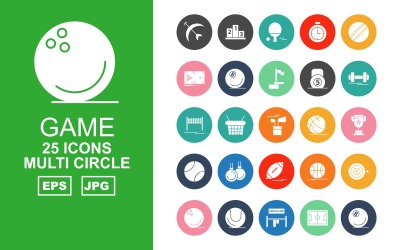 25 Premium Game Multi Circle Pack Ikonuppsättning