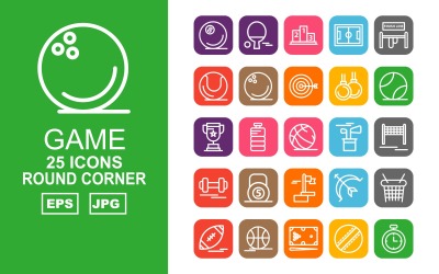 25 Premium Game Round Corner Pack Ikonuppsättning