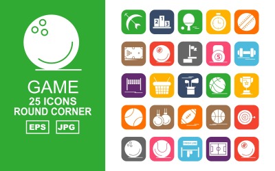 25 Premium Game Round Corner Pack Ikonuppsättning
