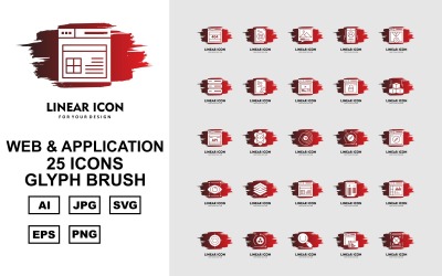 25 Premium web- en applicatie Glyph Brush Pack Icon Set