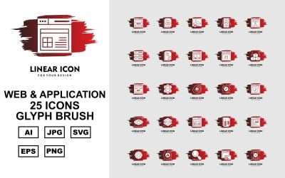 25 prémium webes és alkalmazási karakterjelű ecsetcsomag készlet