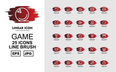 Zestaw ikon 25 linii gry Premium Brush Pack