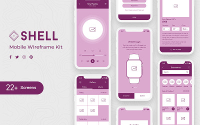 Элементы пользовательского интерфейса Shell Mobile Wireframe Kit