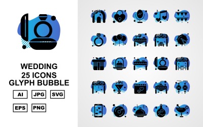 Ensemble d&amp;#39;icônes de pack de bulles de mariage premium