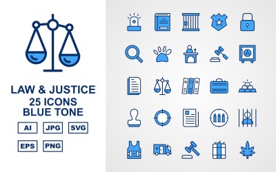 25 Ensemble d&amp;#39;icônes Premium Law And Justice Blue Tone Pack