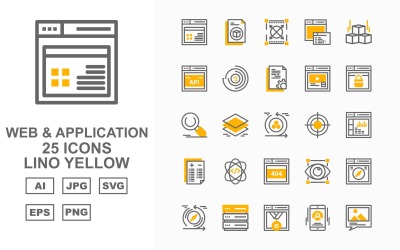 25 Ensemble d&amp;#39;icônes Premium Web et Application Lino Yellow Pack