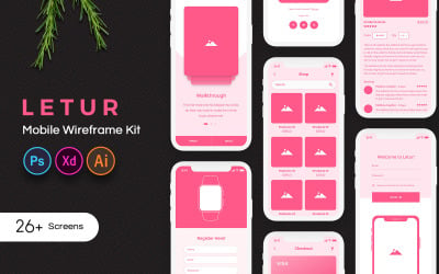 Letur Mobile Wireframe UI Elements