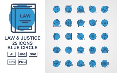 25 Premium Law and Justice Blue Circle Pack Ikonuppsättning