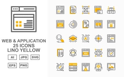 25 Premium Web e applicazione Lino Yellow Pack Icon Set