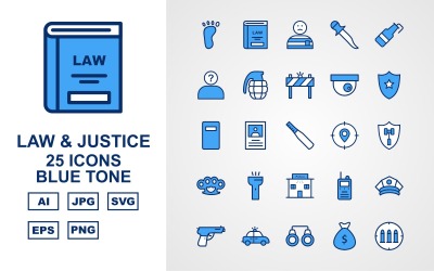 Sada ikon 25 Premium Law and Justice Blue Tone Pack