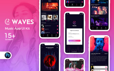 Waves: elementos de interface do usuário do aplicativo móvel de música