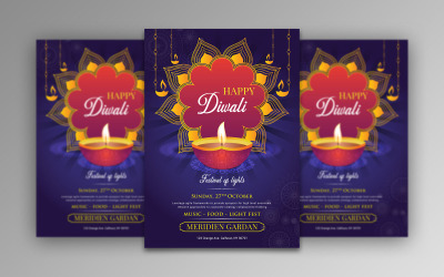 Folheto do Diwali Fest - modelo de identidade corporativa