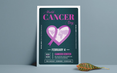 World Cancer Day Flyer - Vorlage für Unternehmensidentität