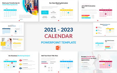 2021 - 2023 Szablon kalendarza PowerPoint