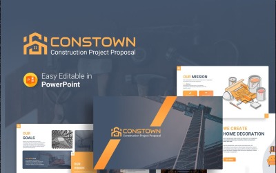 Constown - Prezentace návrhu stavebního projektu PowerPoint šablony