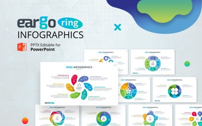 Kroužek do uší - kruhová infografika PPT PowerPoint šablona