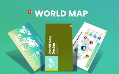 Modelo de mapa do mundo em PowerPoint