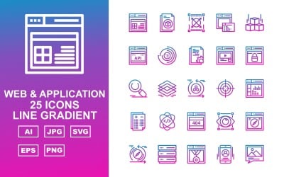 25 Premium Web And Application Line Gradient Pack Icon Set