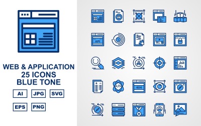 25 Premium Web e applicazione Blue Tone Pack Icon Set